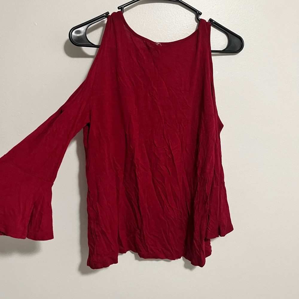 Women's Cold Shoulder Blouse in Red